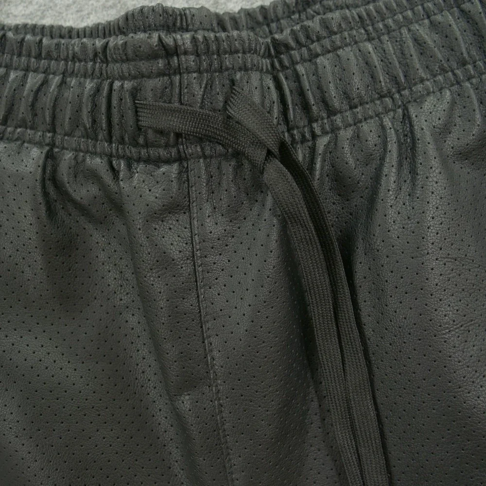 Las Vegas Raiders Shorts Mens Large Black Gray Faux Leather Ultra Game New